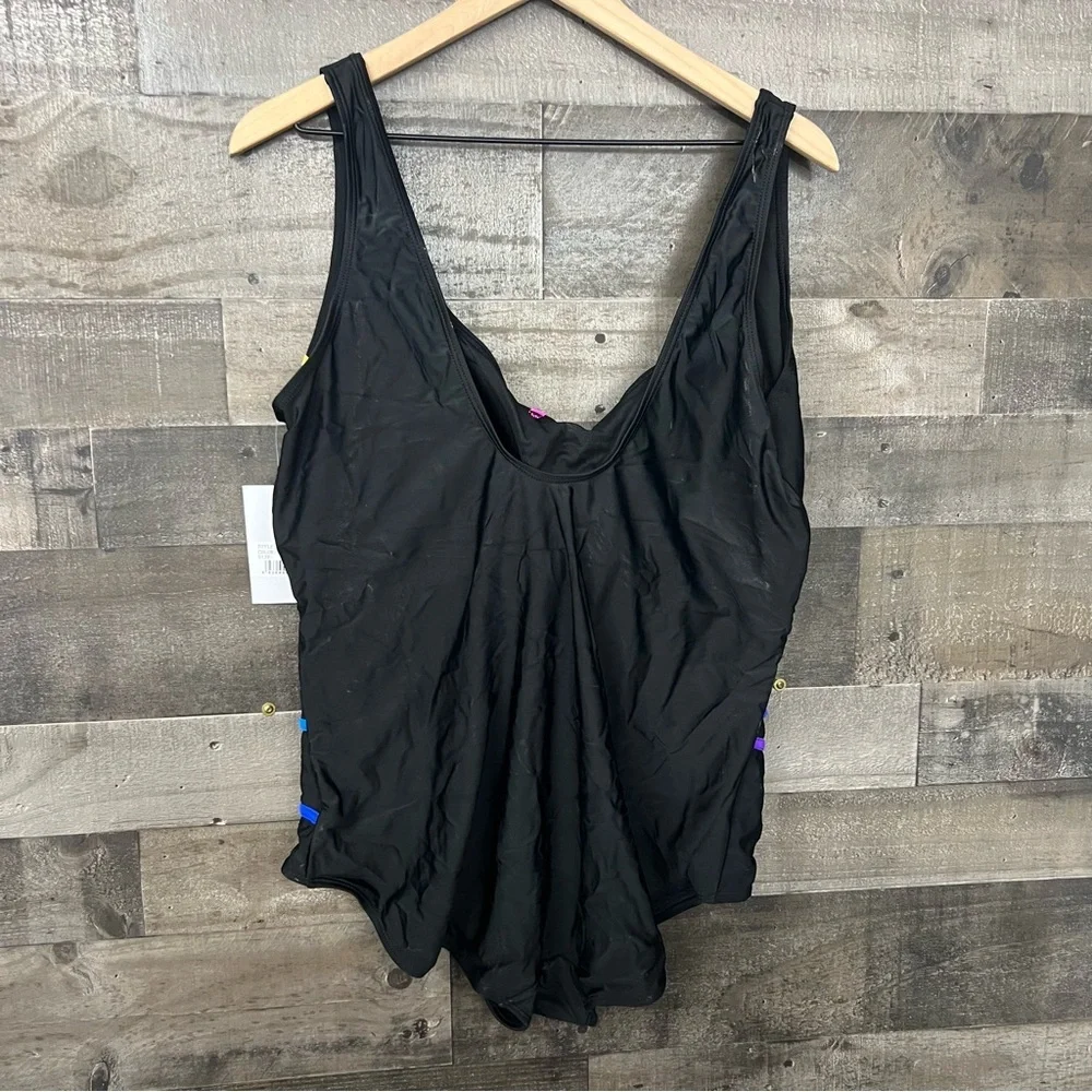 NWT FULLFITALL Blue Starburst Xtra Life Shock Square Neck One Piece Swimsuit